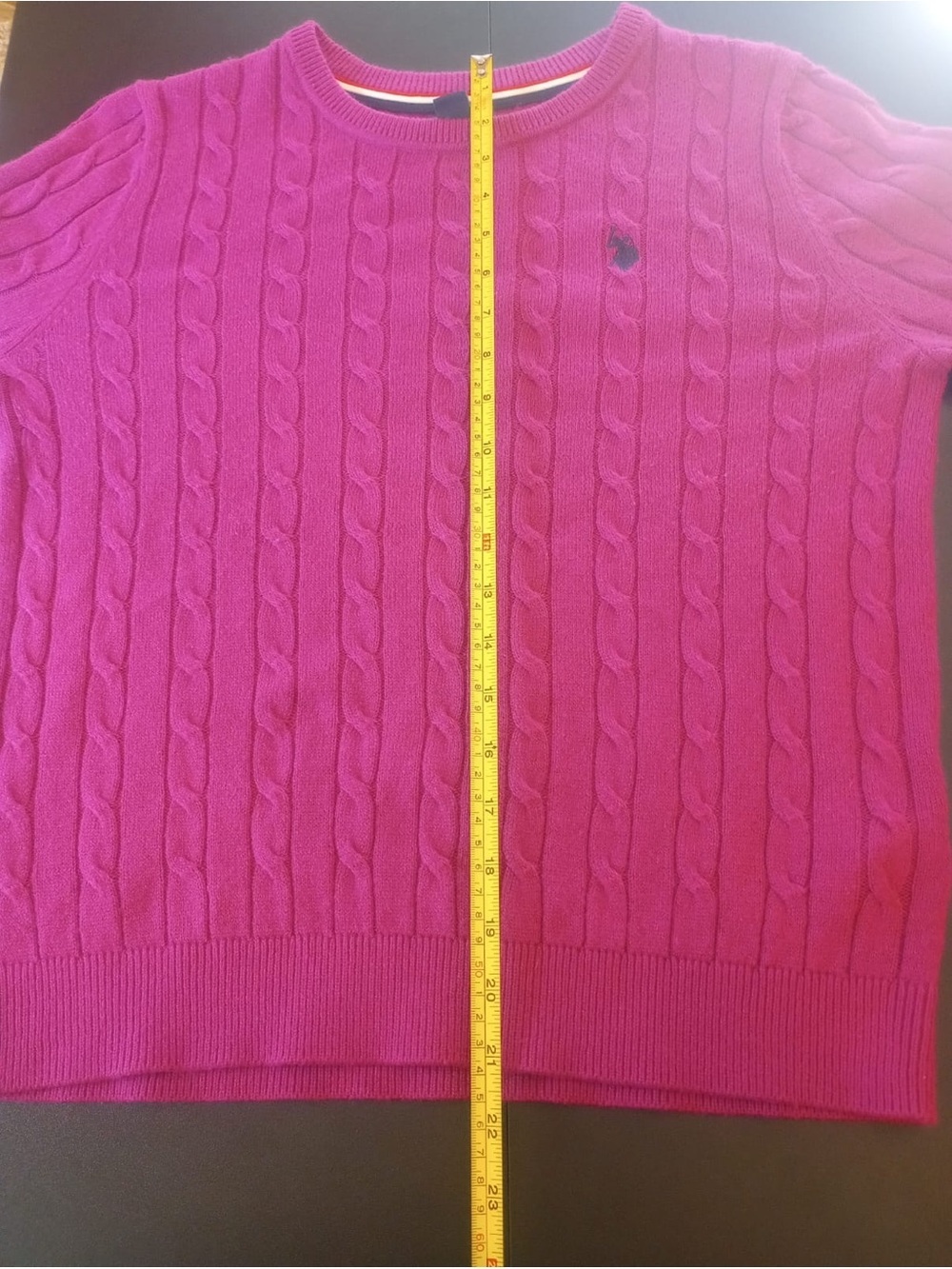 U.S. Polo Assn. Cable Crew Sweater - Raspberry Pink - Picture 11 of 12